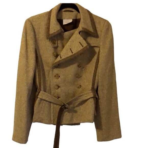 Gorgeous A-K-R-I-S Punto Wool Silk Double Breasted Belted Jacket Soft Versatile!